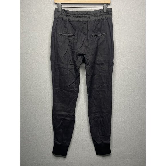 Zara Man Linen Jogger Pants With Ribbed Cuffs M Black - Picture 3 of 6